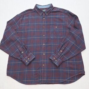Woolrich Shirt Mens XL Blue Plaid Flannel Button Down Long Sleeve Classic Retro